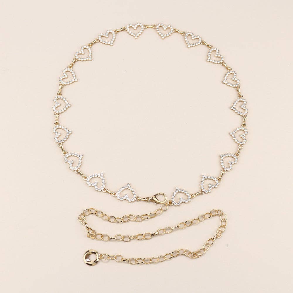 Metal Chain Waist Belt With Butterfly And Heart Design