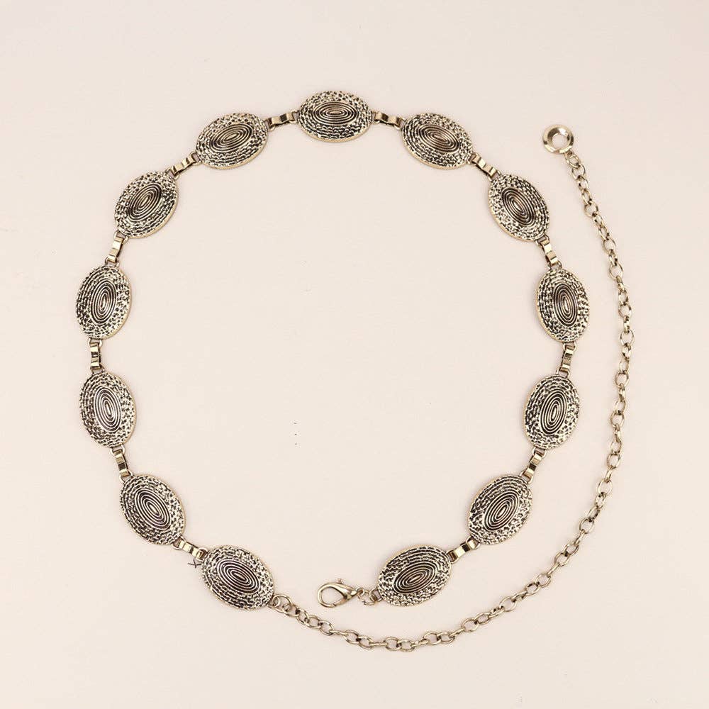 Metal Chain Waist Belt With Butterfly And Heart Design