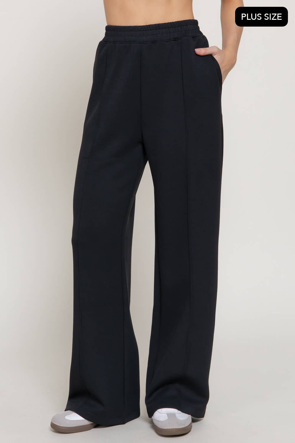 [PLUS SIZE] Elastic Waist Soft Modal Scuba Wide Pants