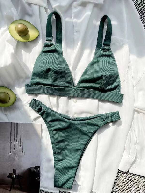 Ladies Solid Color Shoulder Straps Bikini BOTTOM