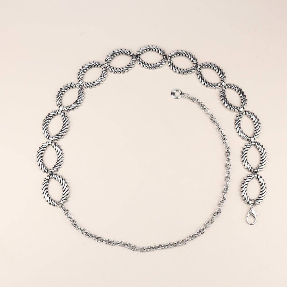 Metal Chain Waist Belt With Butterfly And Heart Design