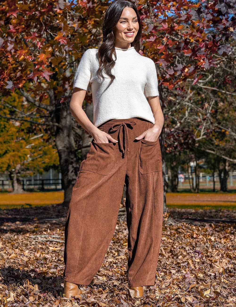 Corduroy casual Halon pants wide-leg pants