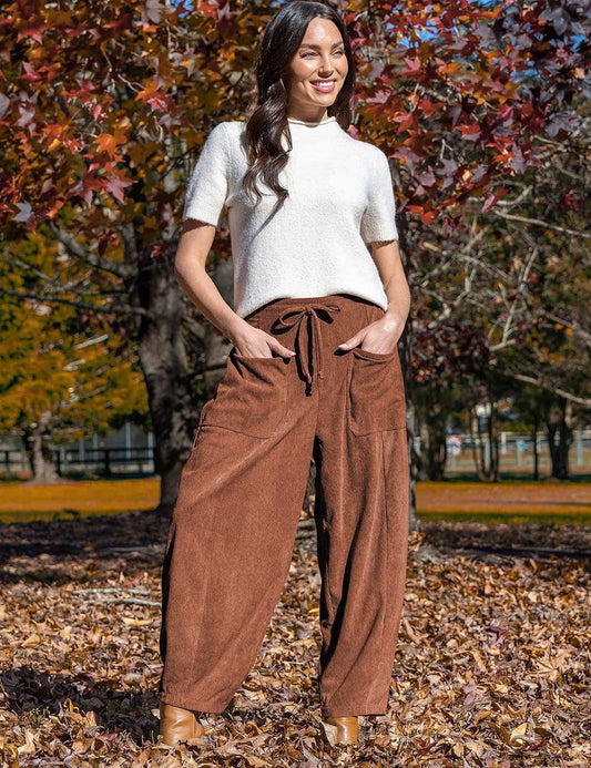 Corduroy casual Halon pants wide-leg pants
