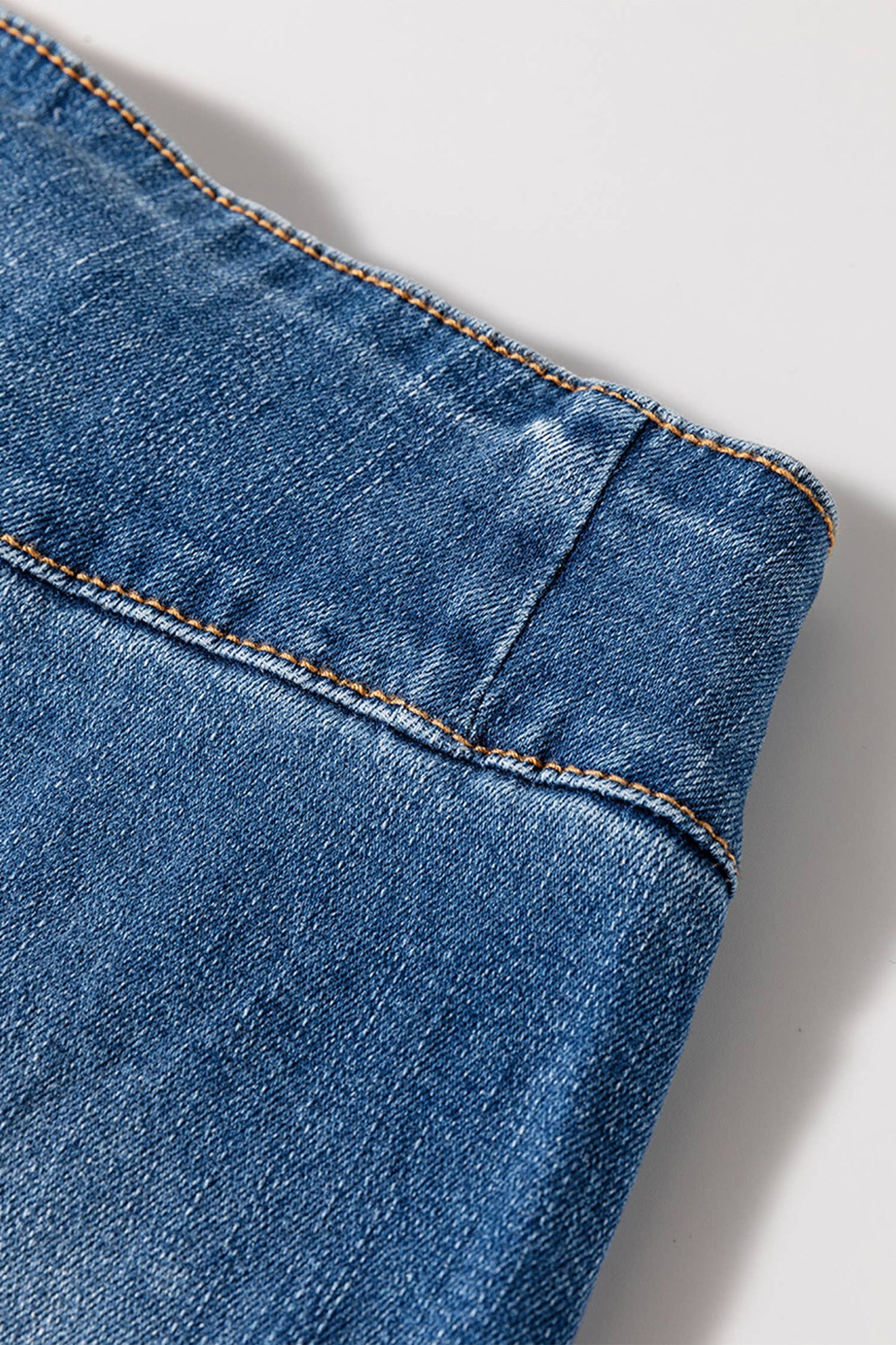 High Waist Button Fly Seamed Raw Hem Flare Jeans with Pocket