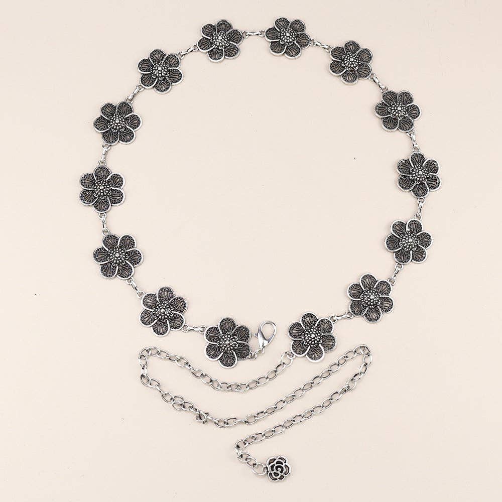 Metal Chain Waist Belt With Butterfly And Heart Design