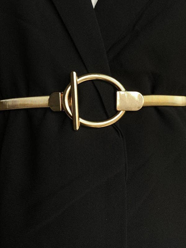 Buckle Geometric Pleated Solid Color Belts