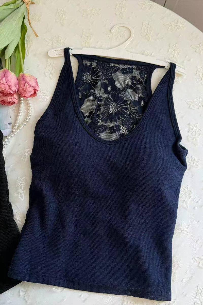 Lace-Back Tank Top