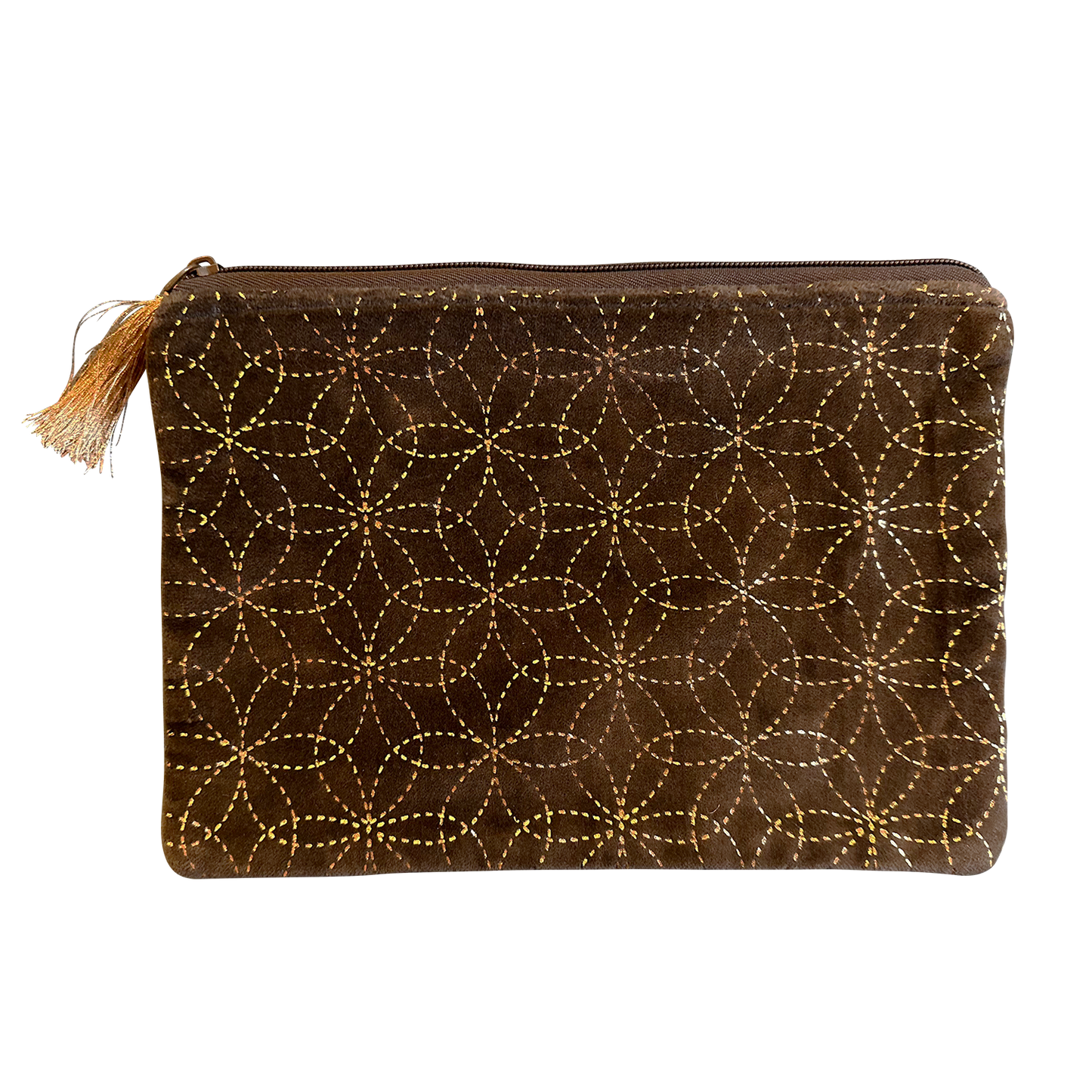 Black with Gold Circles Soft Velvet Cotton Pouch