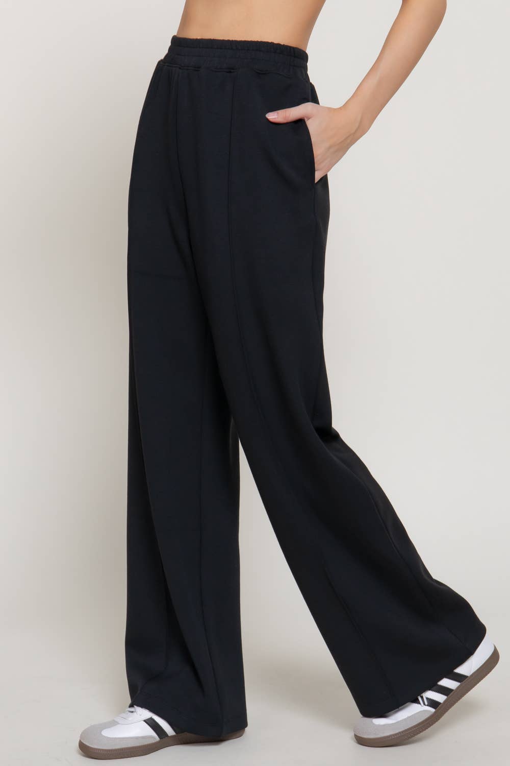 [PLUS SIZE] Elastic Waist Soft Modal Scuba Wide Pants
