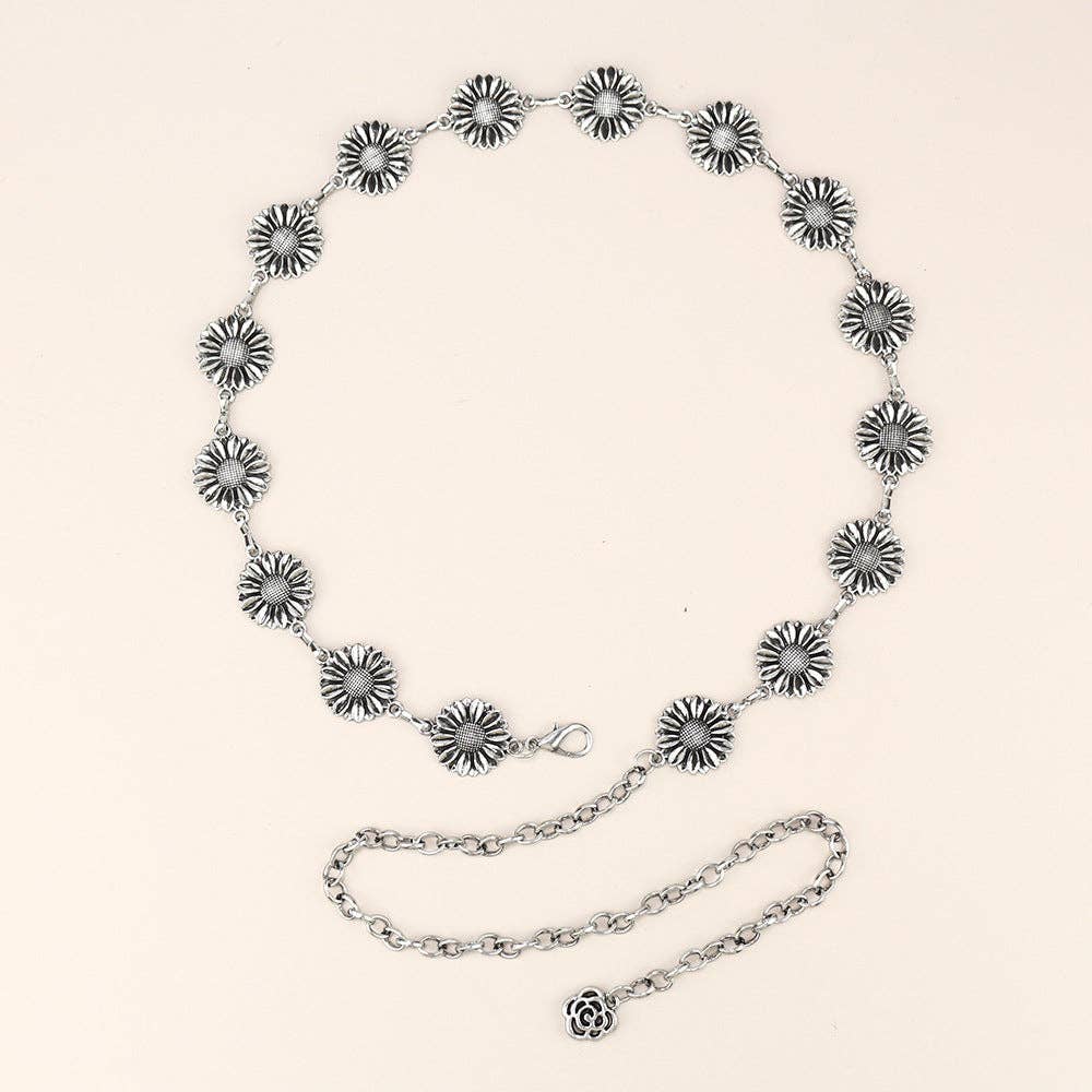 Metal Chain Waist Belt With Butterfly And Heart Design