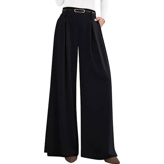 High Waist Wide Leg Flowing Work Trousers for Women
