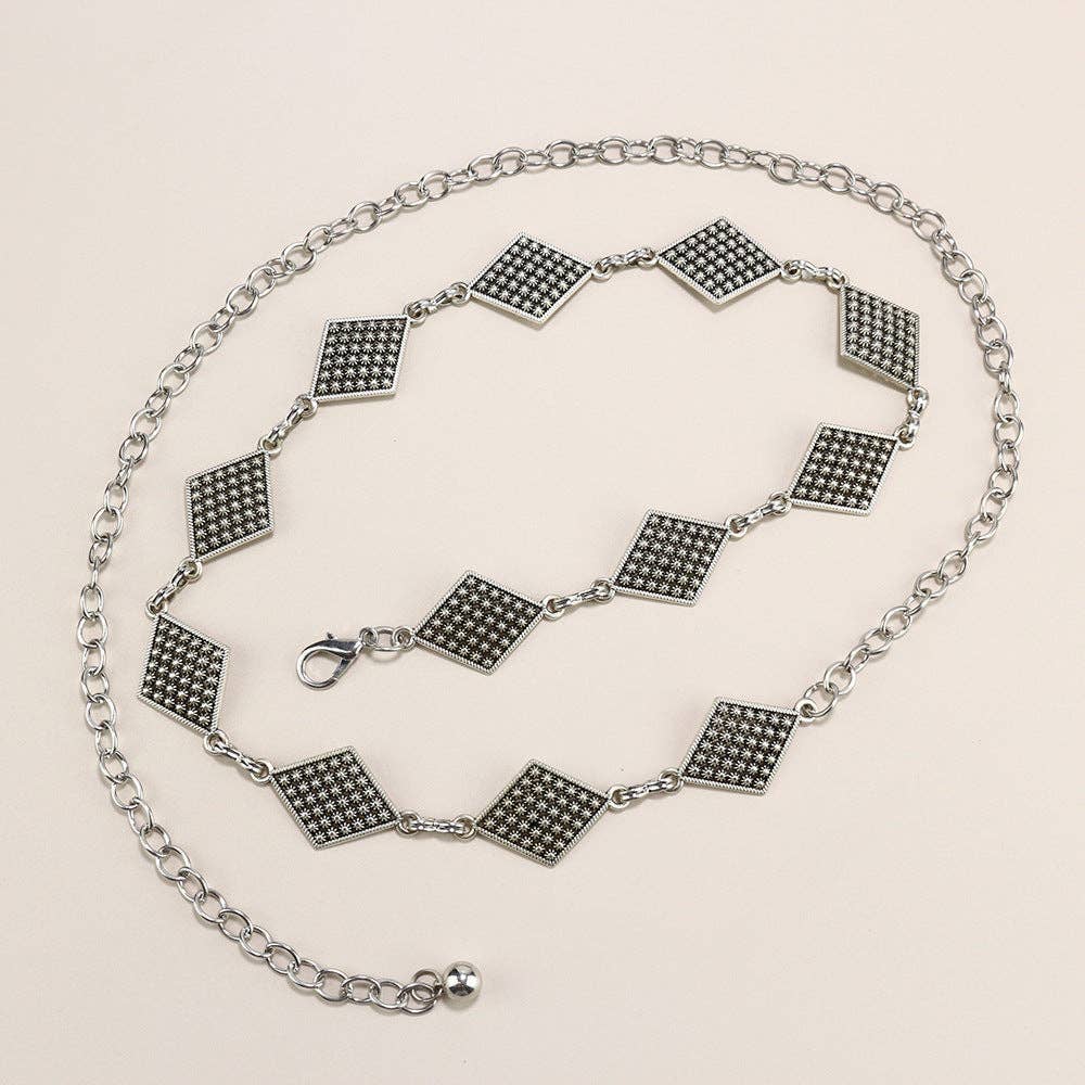 Metal Chain Waist Belt With Butterfly And Heart Design
