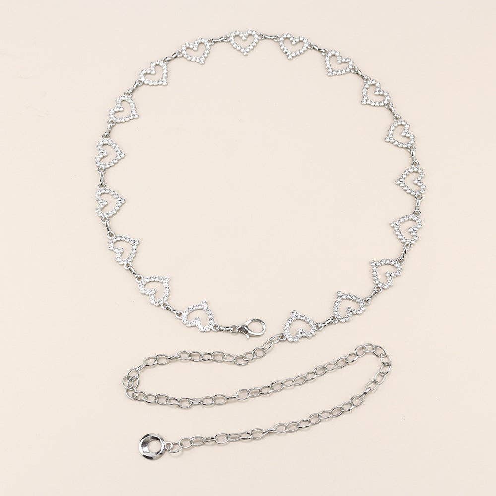 Metal Chain Waist Belt With Butterfly And Heart Design