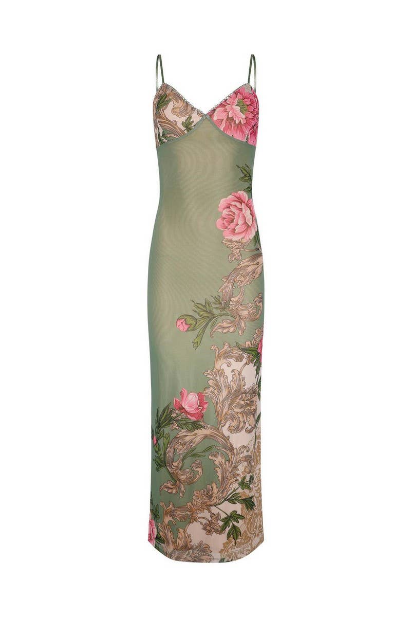 SLIM FIT PRINTED MAXI DRESS