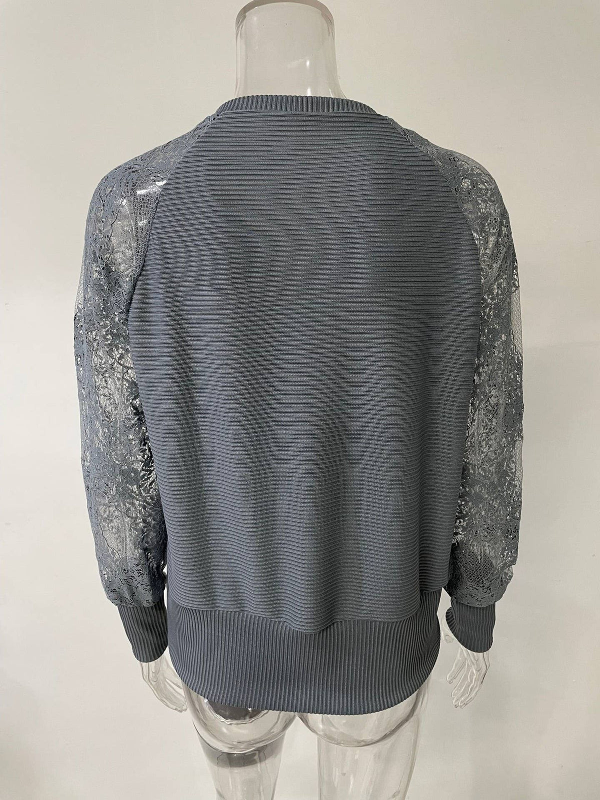 Casual loose v neck lace spliced top