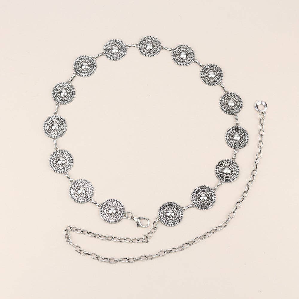 Metal Chain Waist Belt With Butterfly And Heart Design