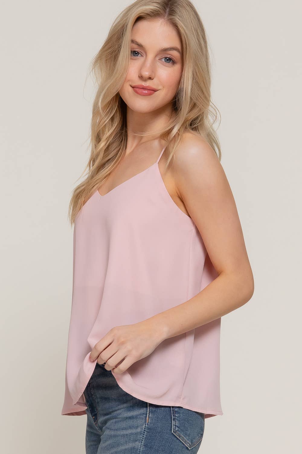 V-neck with back Cross Strap Woven Cami Top