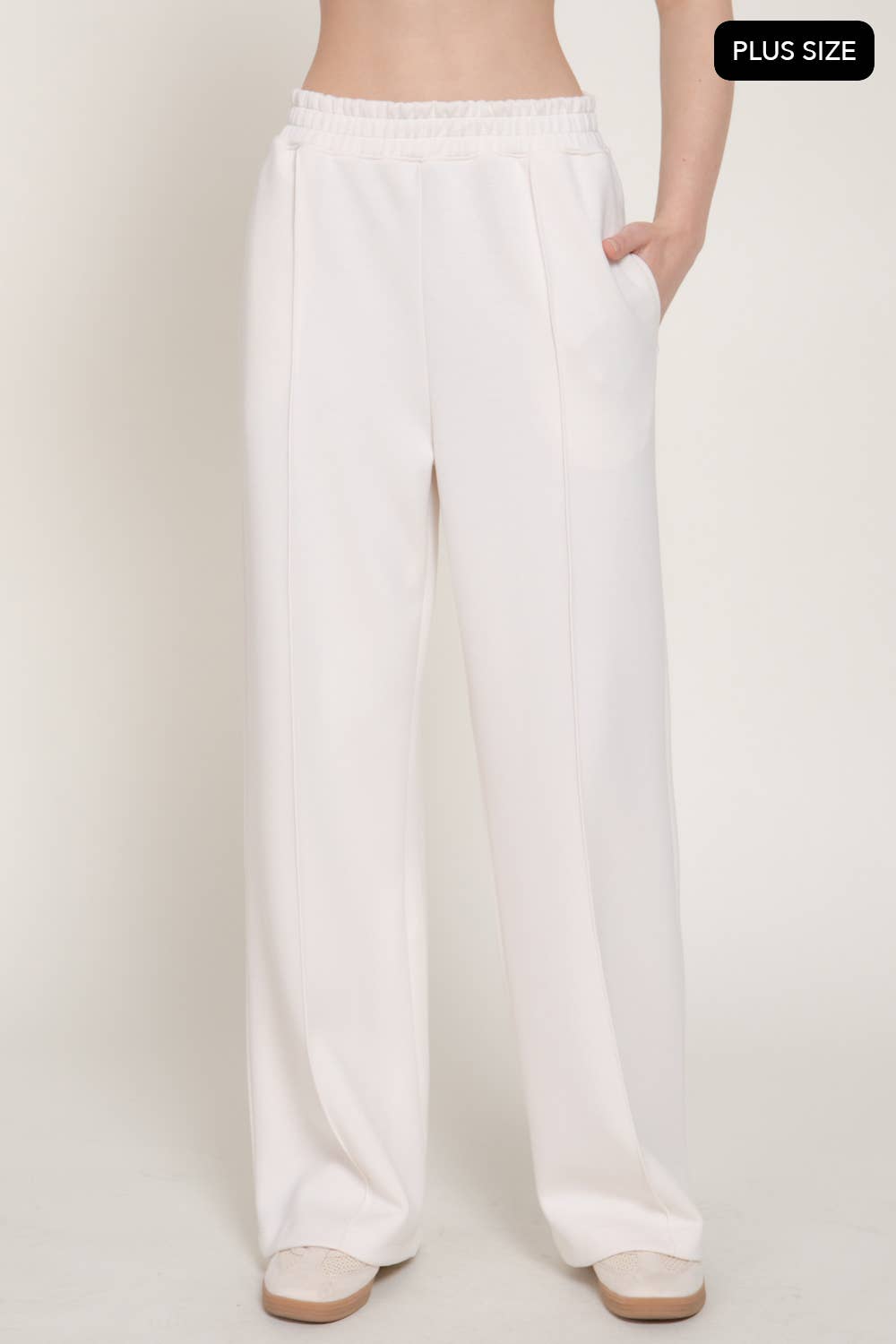 [PLUS SIZE] Elastic Waist Soft Modal Scuba Wide Pants