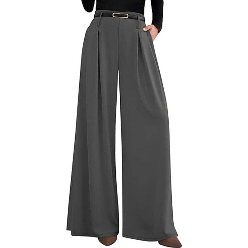 High Waist Wide Leg Flowing Work Trousers for Women