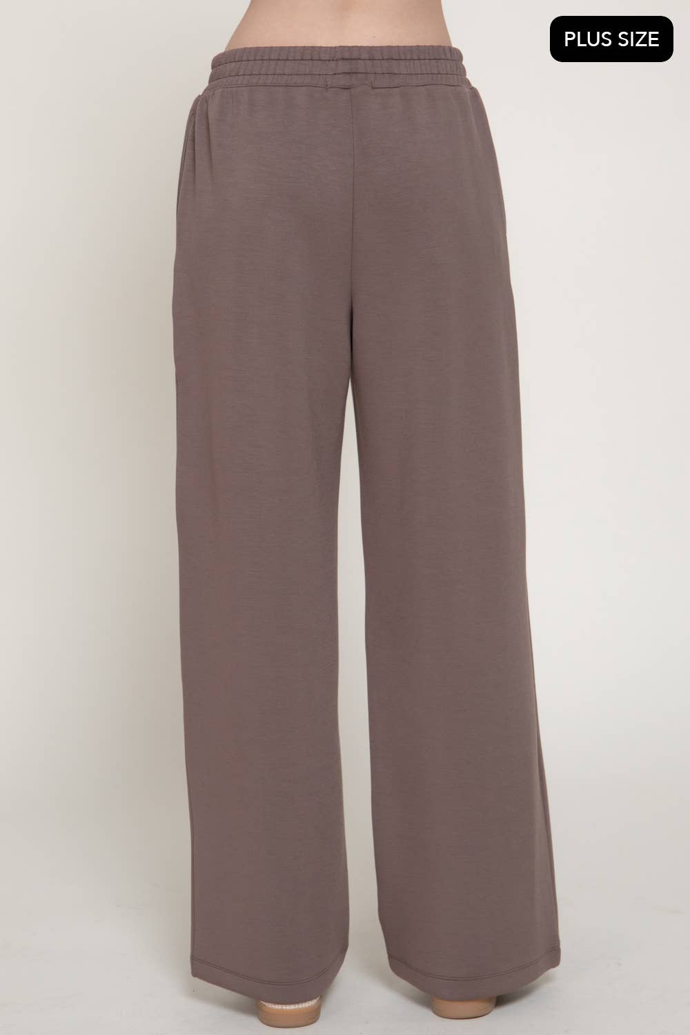 [PLUS SIZE] Elastic Waist Soft Modal Scuba Wide Pants