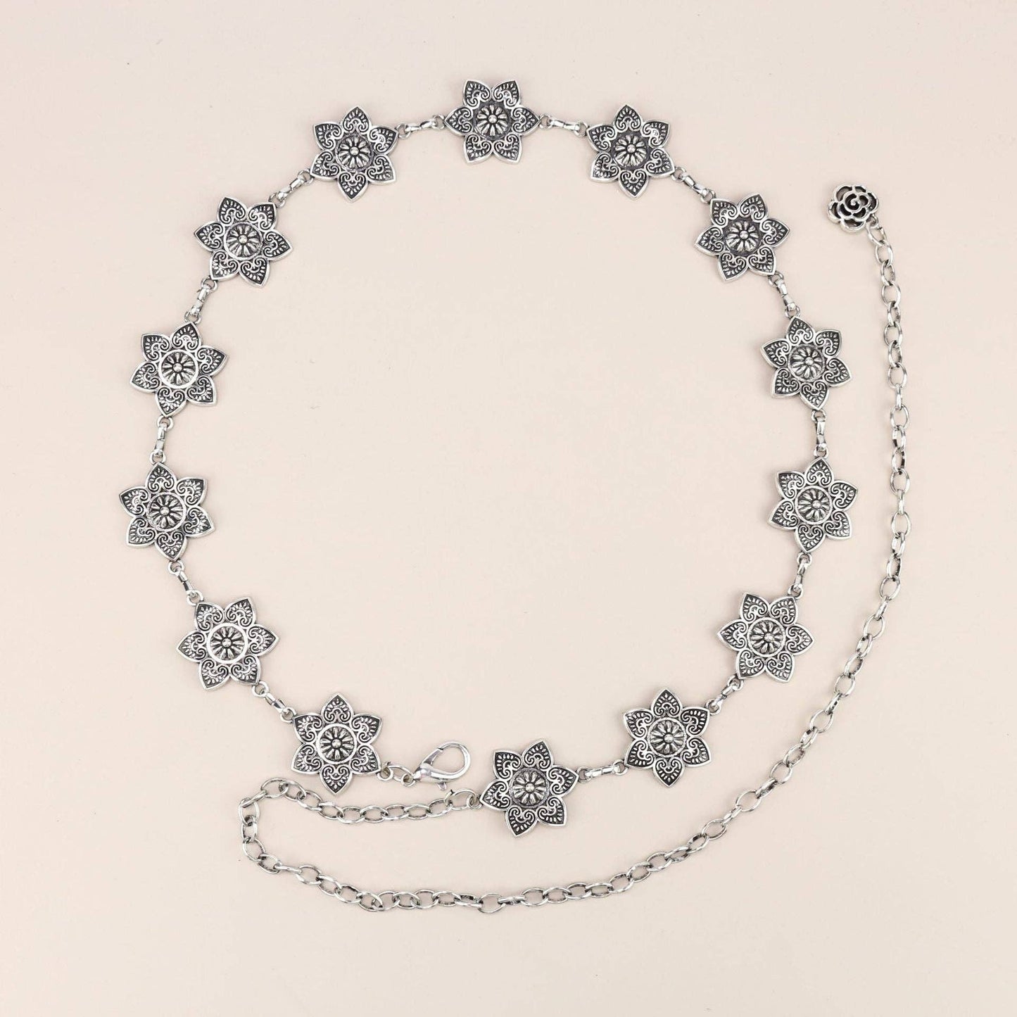 Metal Chain Waist Belt With Butterfly And Heart Design