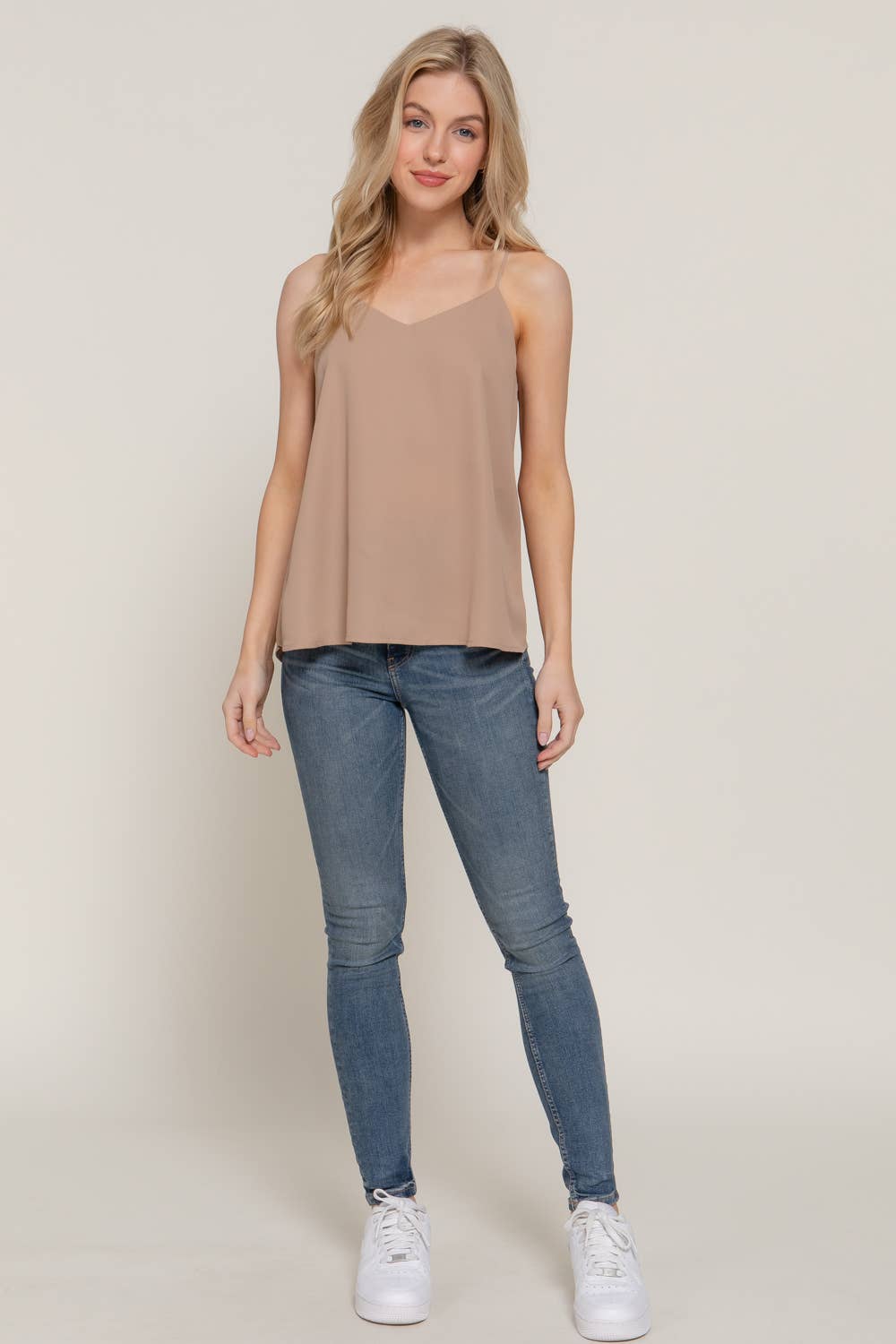 V-neck with back Cross Strap Woven Cami Top