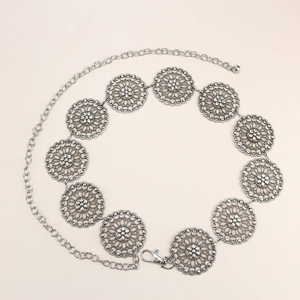 Metal Chain Waist Belt With Butterfly And Heart Design