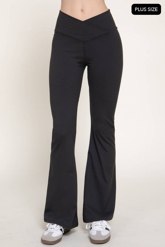 [PLUS SIZE] Cross Over Waistband Activewear Yoga Pants