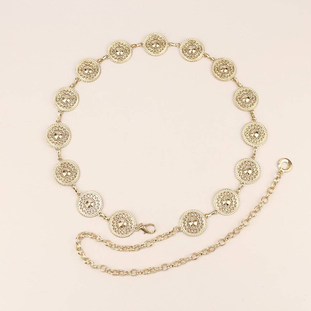 Metal Chain Waist Belt With Butterfly And Heart Design