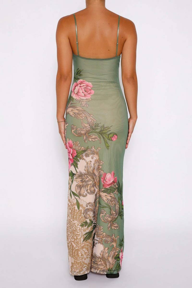 SLIM FIT PRINTED MAXI DRESS