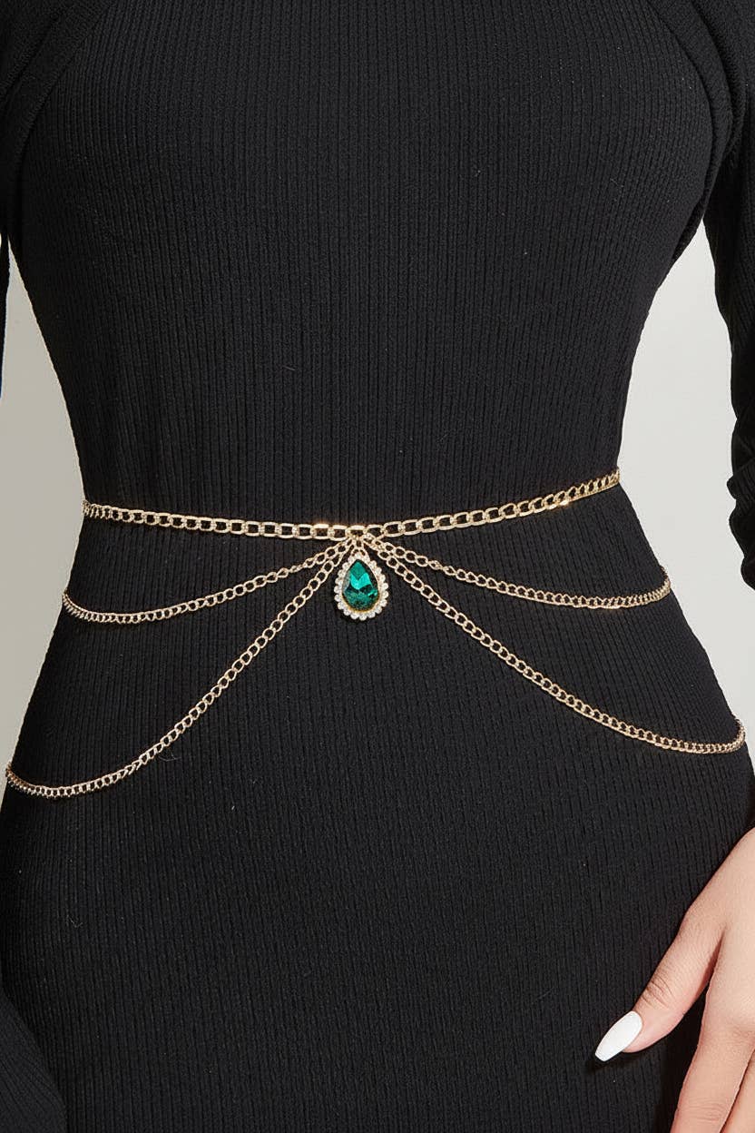 Vintage Green Pendant Waist Chain