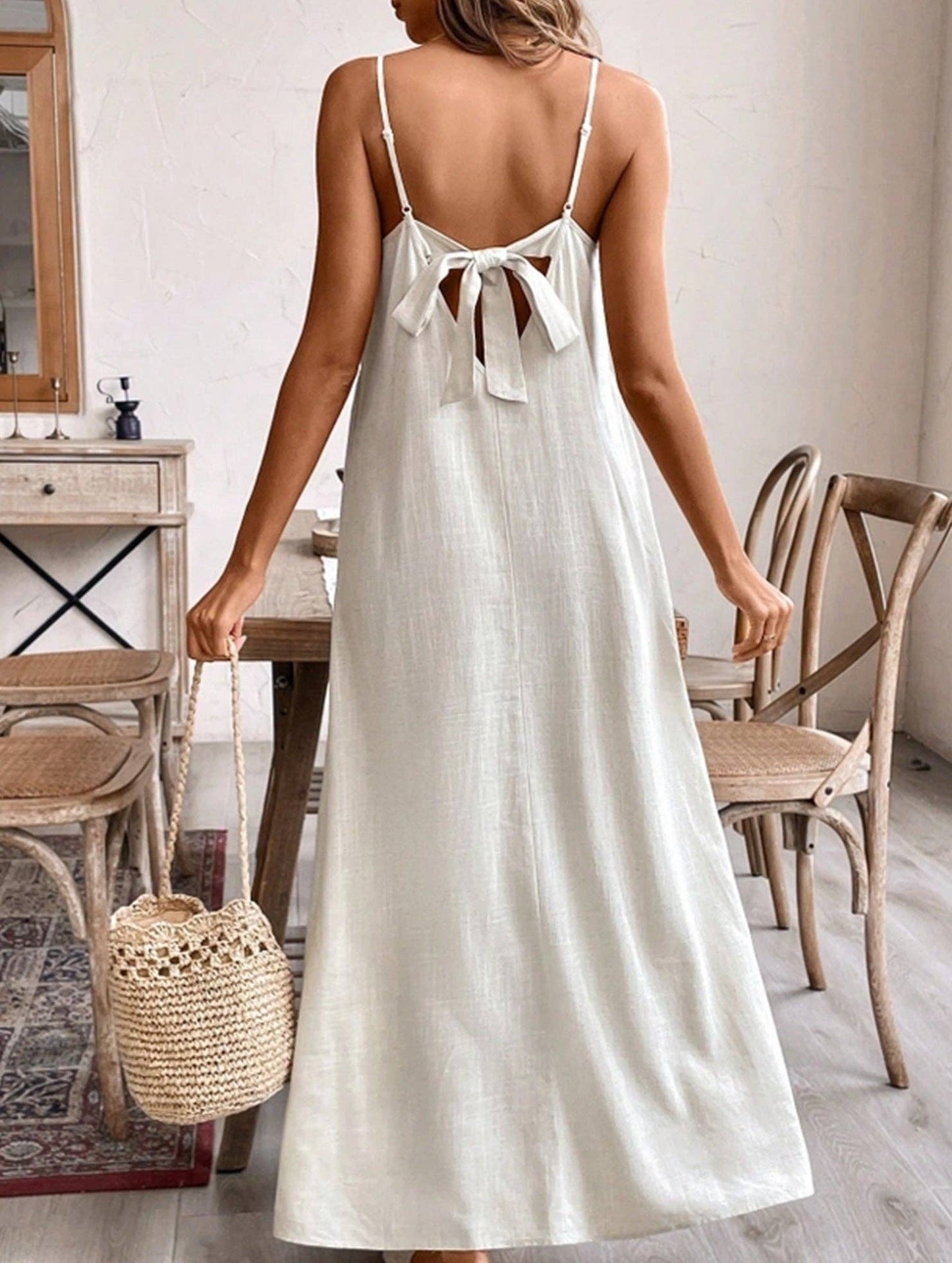 Halter Neck Loose Fit Cotton Linen Blend Dress – Lightweight & Breathable Summer Dress