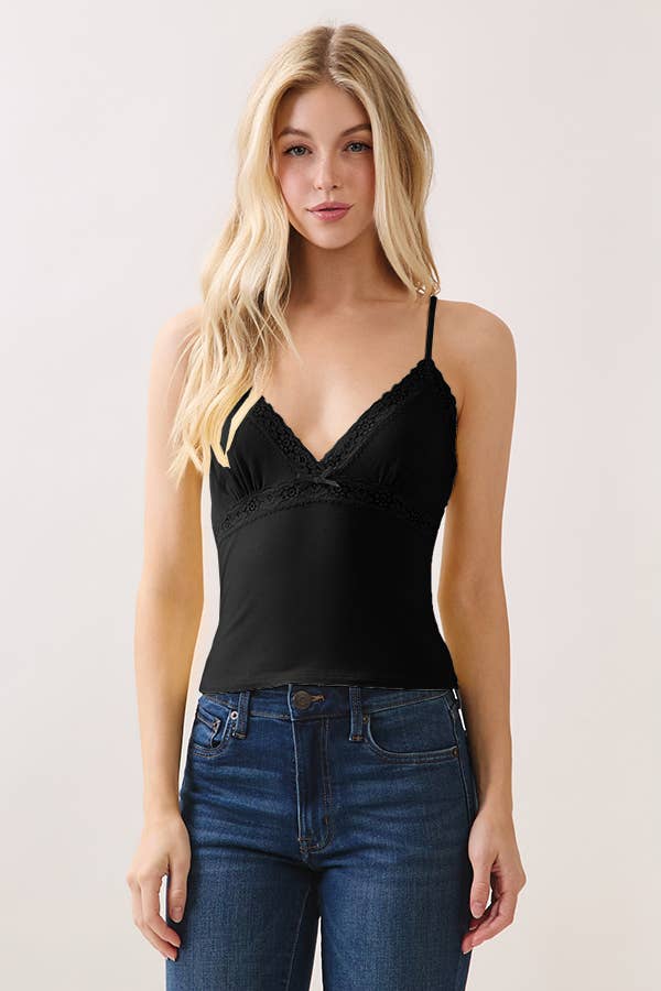 LACEY W/BOW V- NECK CAMI TOP