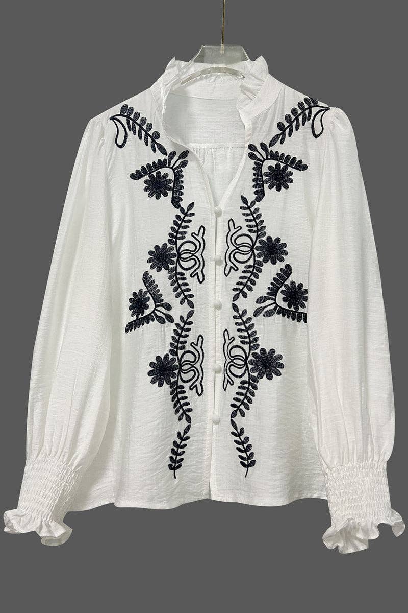 Floral Button-Front Blouse