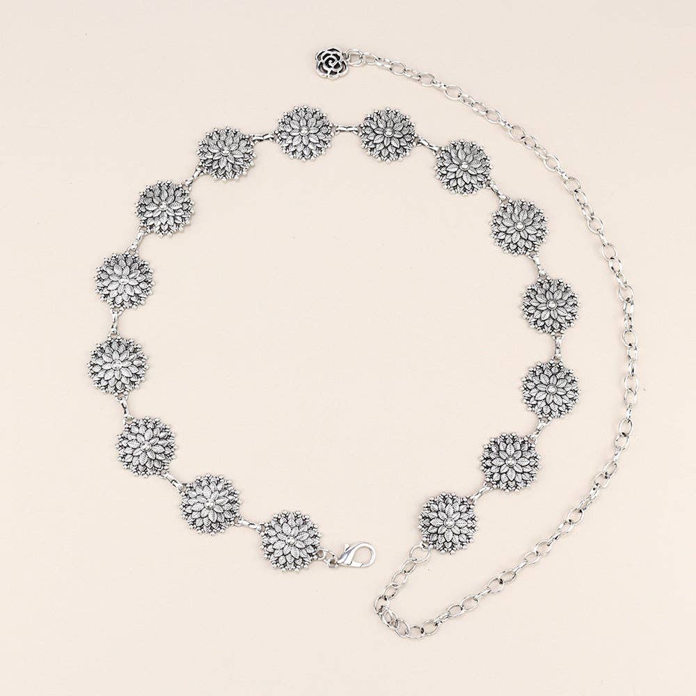 Metal Chain Waist Belt With Butterfly And Heart Design