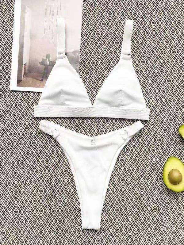 Ladies Solid Color Shoulder Straps Bikini BOTTOM