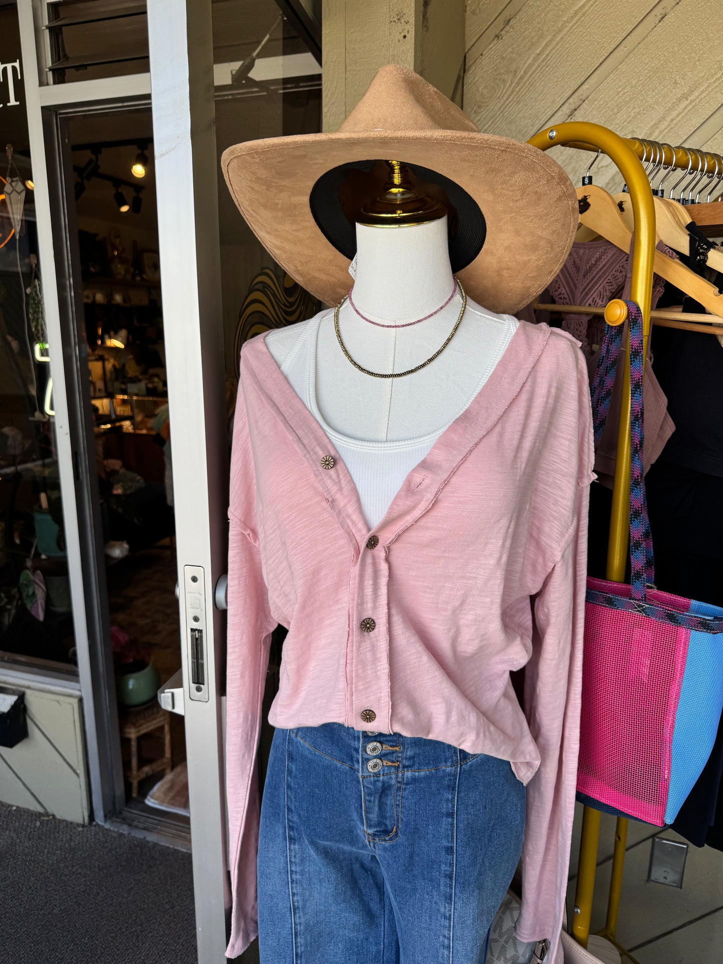 Button Long Sleeve Henley Cartigan Top
