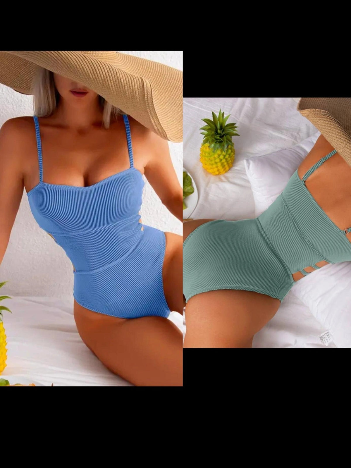 Wrinkle Solid Color Waist Cut Out One Piece Swimwear Y09