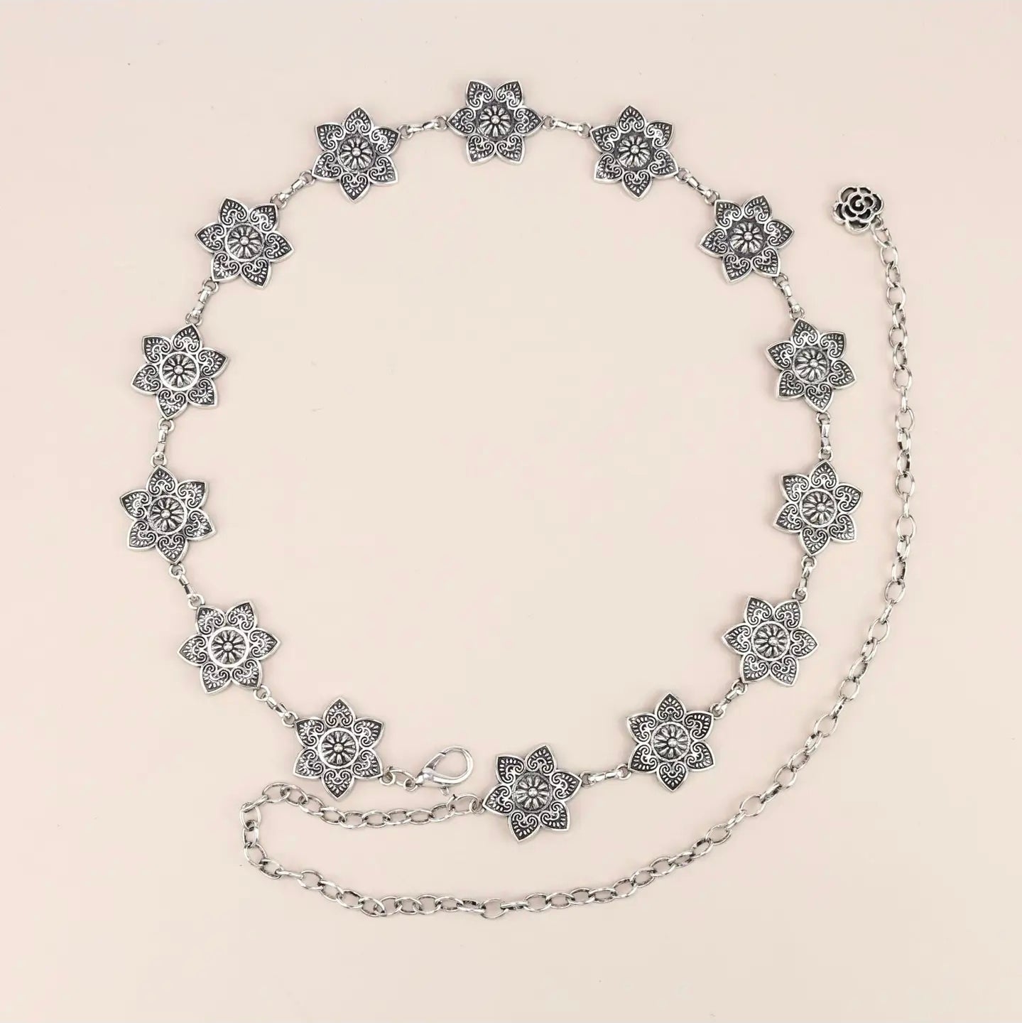 Metal Chain Waist Belt With Butterfly And Heart Design