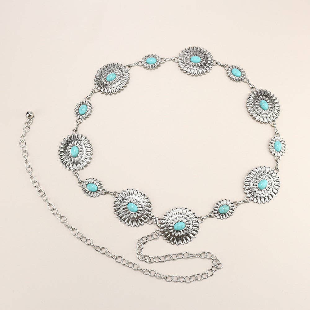 Metal Chain Waist Belt With Butterfly And Heart Design