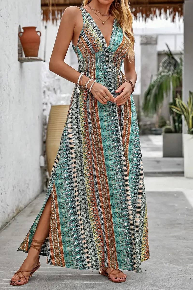 SUMMER V-NECK BOHEMIAN LONG DRESS