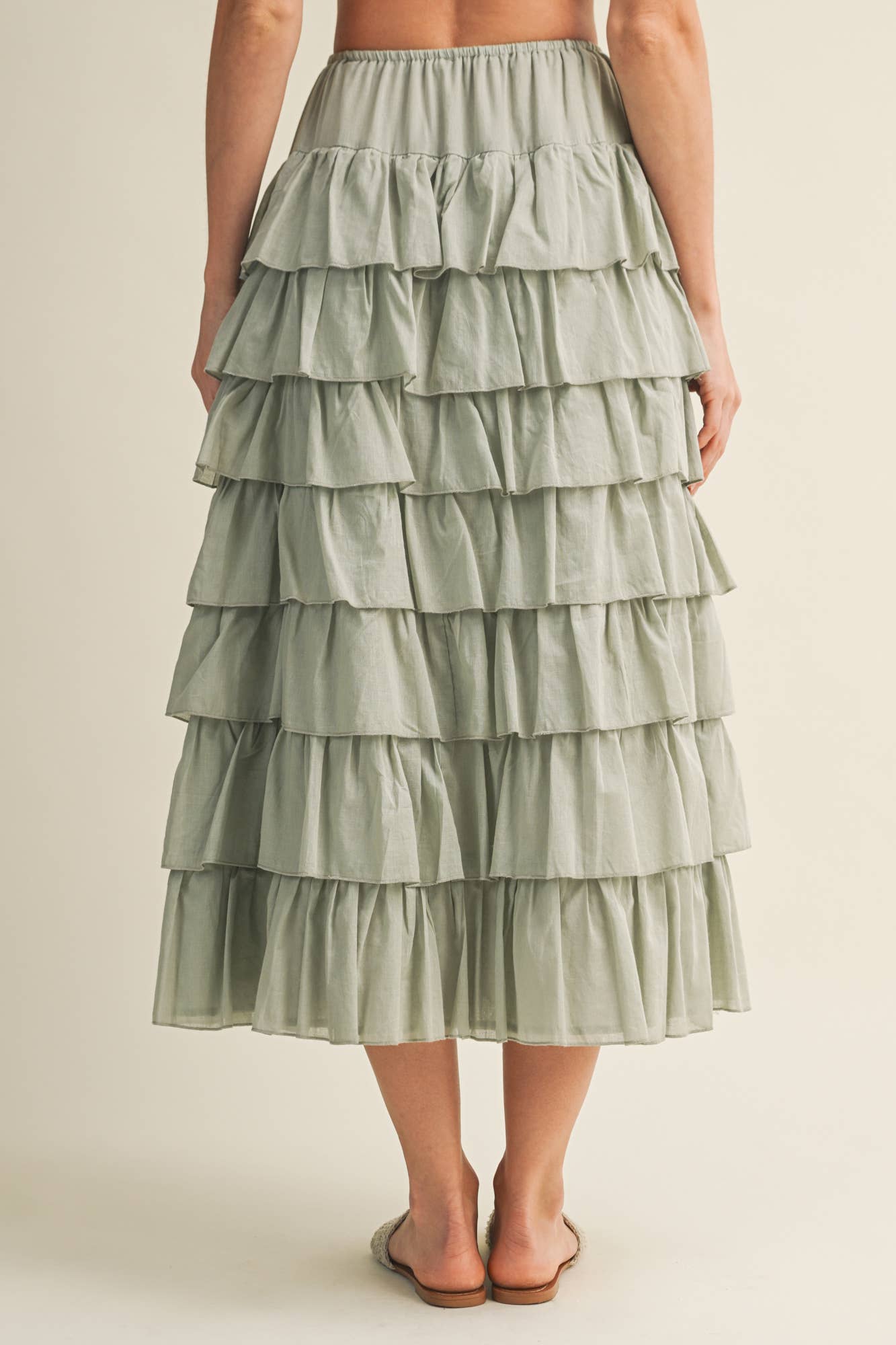 TIERED RUFFLE DRAWSTRING WAIST SKIRT