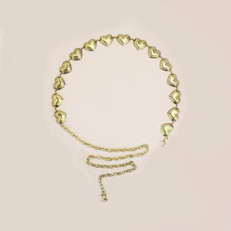 Metal Chain Waist Belt With Butterfly And Heart Design