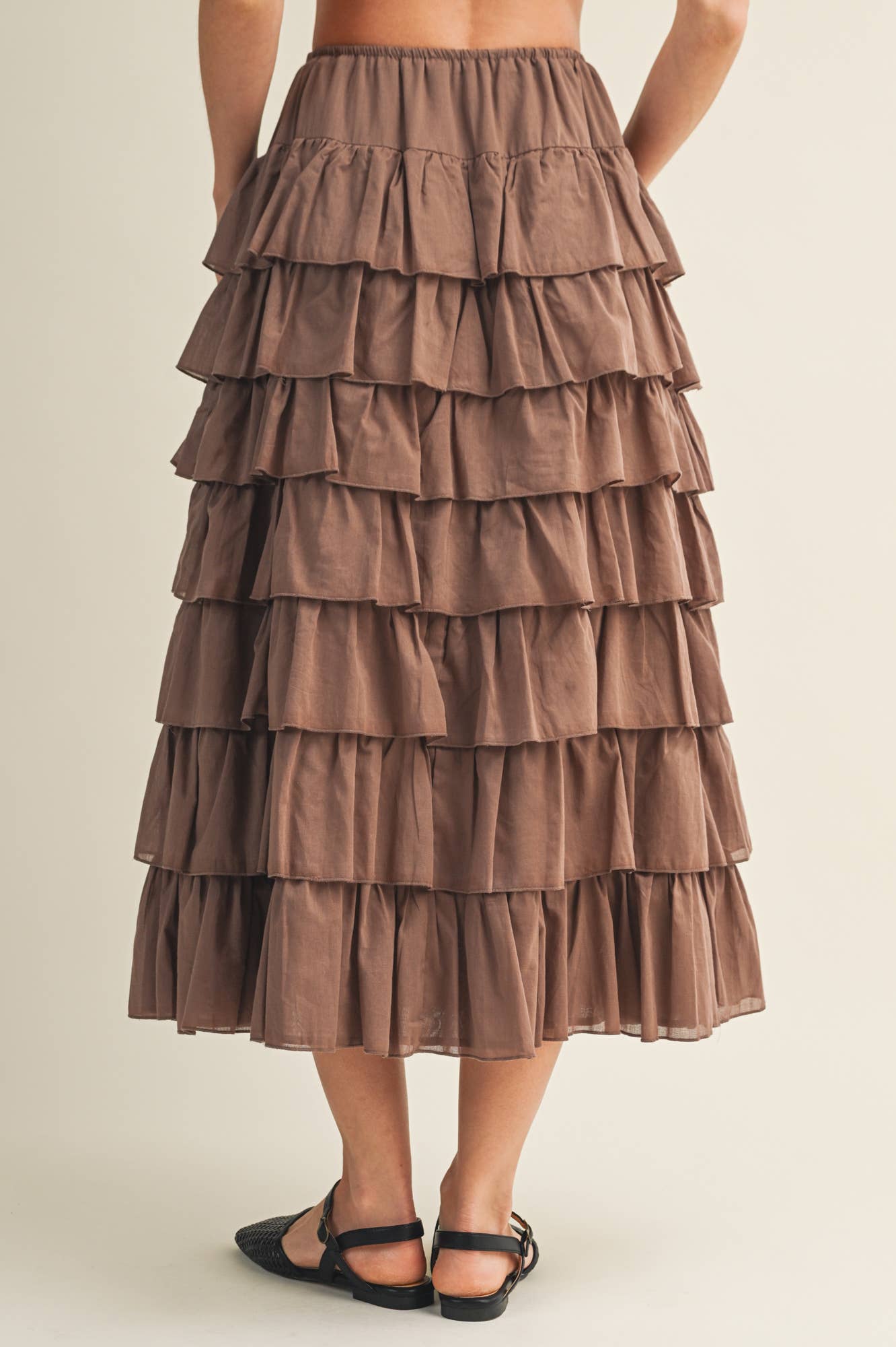 TIERED RUFFLE DRAWSTRING WAIST SKIRT