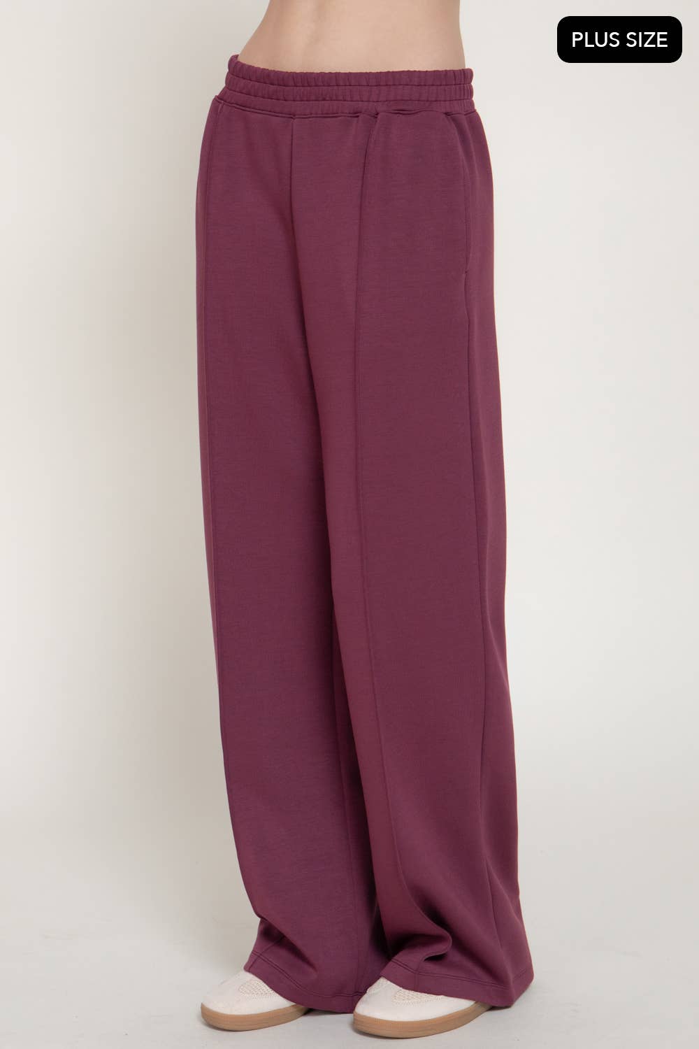 [PLUS SIZE] Elastic Waist Soft Modal Scuba Wide Pants