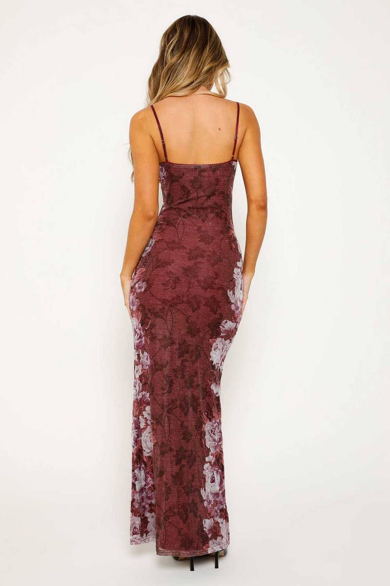 SLIM FIT PRINTED MAXI DRESS