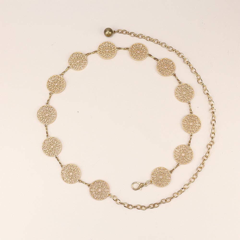 Metal Chain Waist Belt With Butterfly And Heart Design