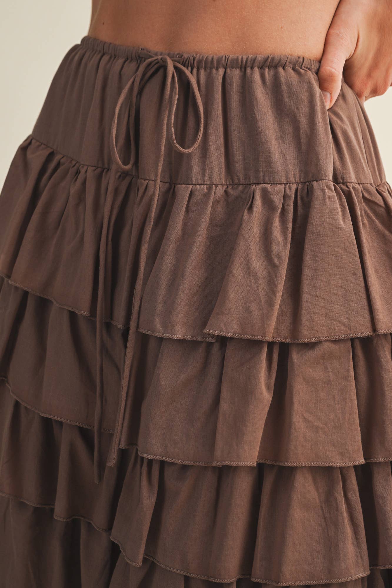 TIERED RUFFLE DRAWSTRING WAIST SKIRT