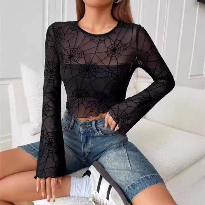 Black fungus edge spider web transparent T-shirt