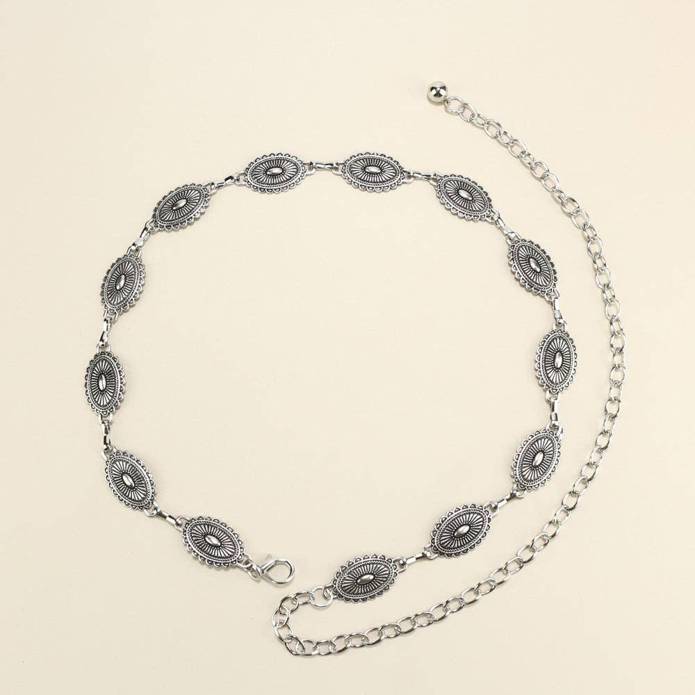 Metal Chain Waist Belt With Butterfly And Heart Design